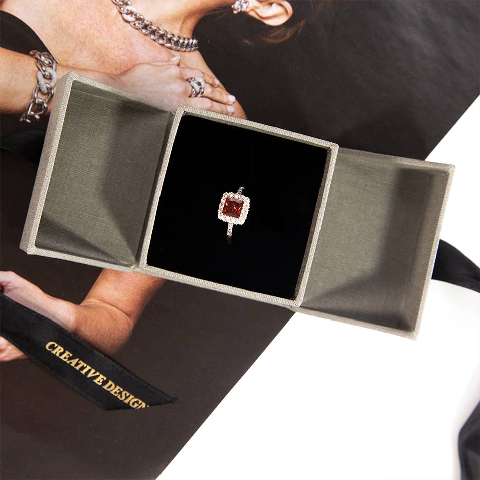 Custom grey paper jewellery ring pendant box packaging wholesale