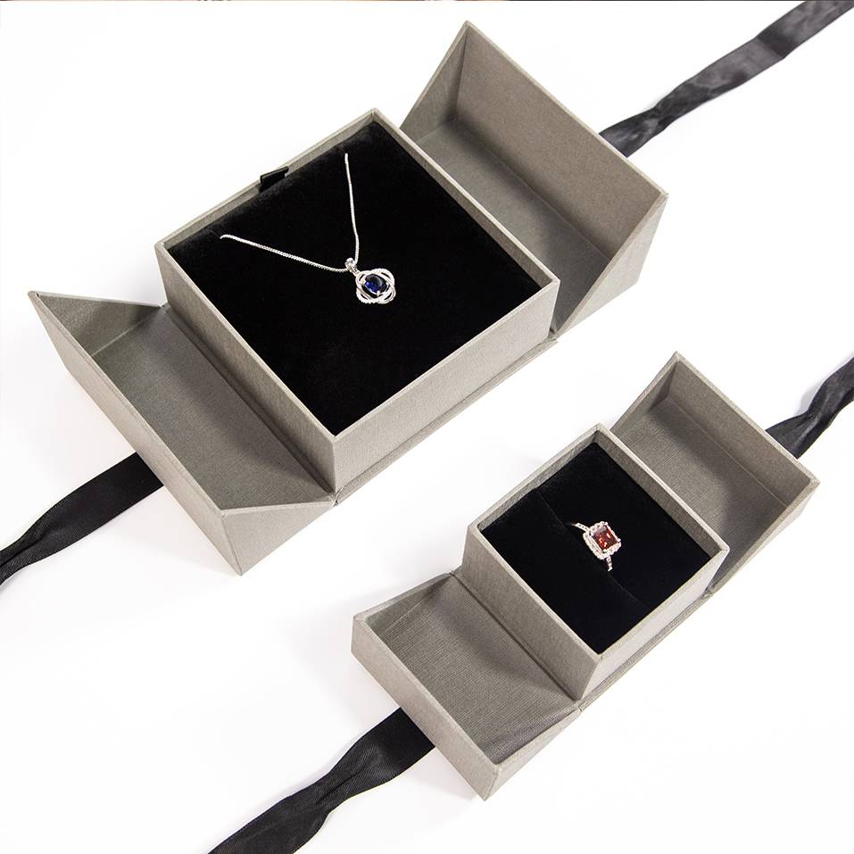 Custom grey paper jewellery ring pendant box packaging wholesale