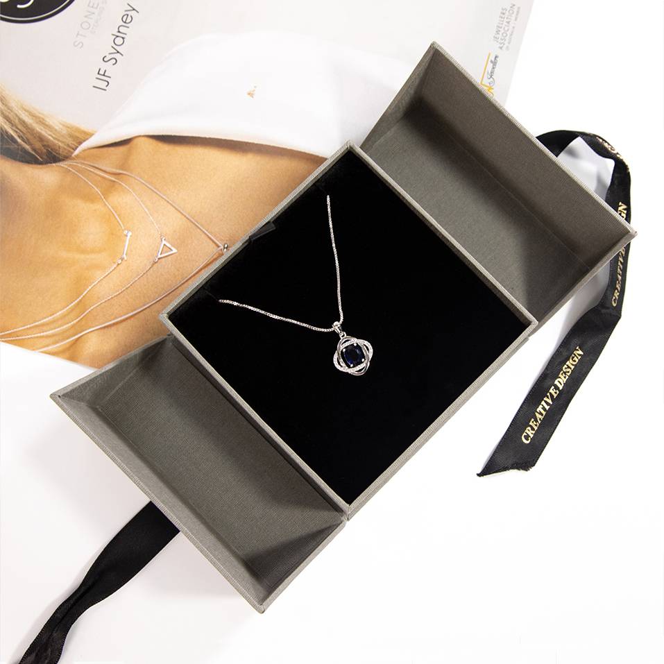 Custom grey paper jewellery ring pendant box packaging wholesale