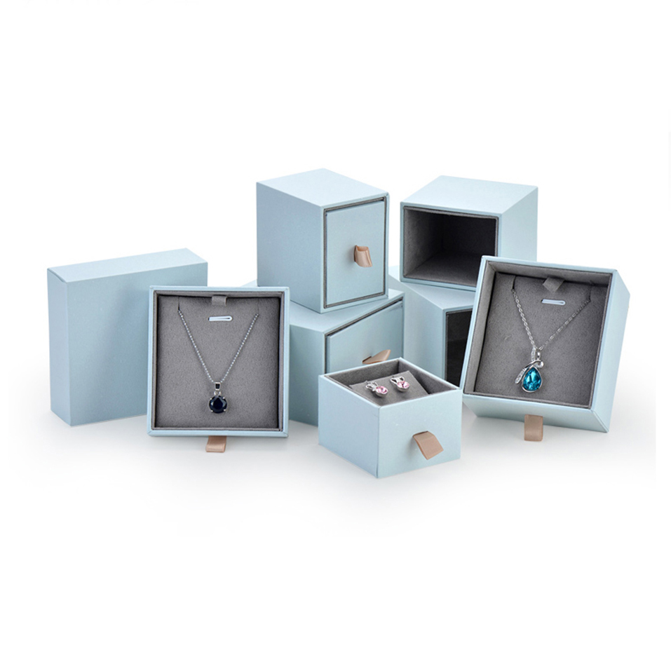 Personalised wholesale factory jewellery ring earring pendant necklace bangle box organizer with gray velvet