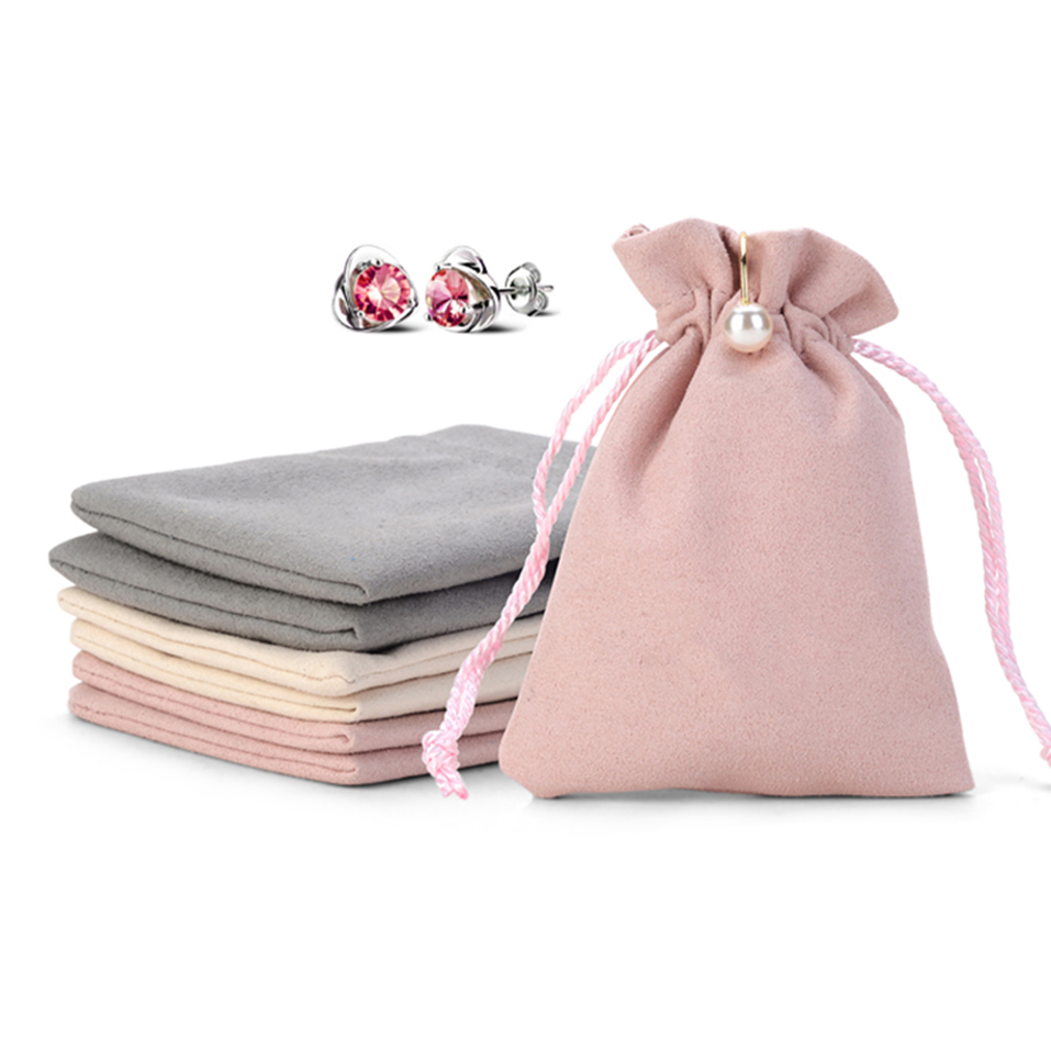 Microfiber drawstring Jewelry bag pouch with logo wholesale custom